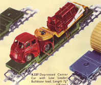 Depressed Center Car With Low Loader Bulldozer Load