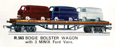 Bogie Bolster Wagon with 3 Minix Ford Vans