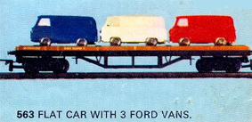 Bogie Bolster Wagon with 3 Minix Ford Vans