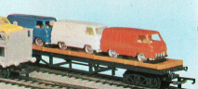 Bogie Bolster Wagon with 3 Minix Ford Vans