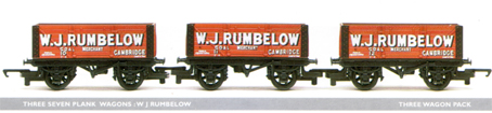 W J Rumbelow 7 Plank Wagon - Three Wagon Set