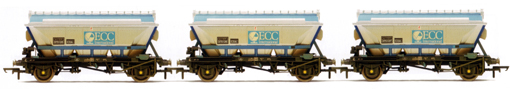 ECC 2 Axle China Clay Hoppers (CDA) - Three Wagon Pack (Weathered)