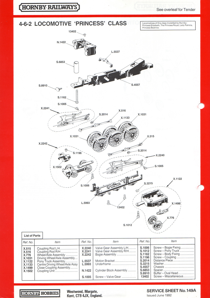 Hornby Railways Collector Guide - Service Sheet - 149A